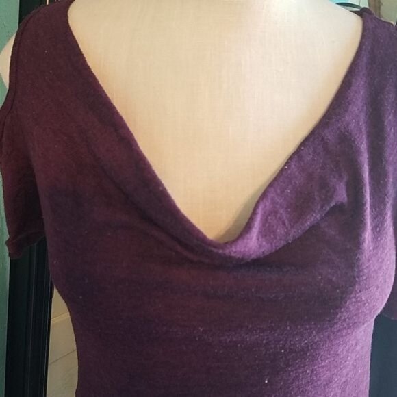 Dress Scooped Neck  Blue Sketch Cold Shoulder Purple Women's Size WOMAN'S LARGE - Picture 3 of 11